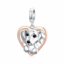 Cute Puppy Rose Gold Plated 925 Sterling Silver Bracelet Charm